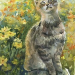 夕日と猫