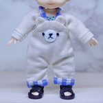 オビツ11  くまさんサロペット🐻　アイボリー×ブルーチェックver.