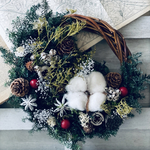 SALE3日以内発送🌲ヒムロスギのクリスマスリースプリザーブドフラワー　開店祝い　新築祝い　結婚祝い　クリスマスリース　Xmasリース　クリスマス　退職祝い　送別祝い　お誕生日　Xmas  