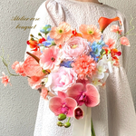 🍀オーダーブーケM受付ページ💐ブートニア付き✨ウェディングブーケ　アーティフィシャルフラワー　アーティフィシャルフラワーブーケ　ブライダルブーケ　前撮り　リゾートブーケ　トロピカルブーケ