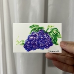 葡萄ミニカード原画 オイルパステル