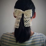 【19601130様オーダー品】手編みレースのリボンバレッタ＊そよ風 long ver.＊