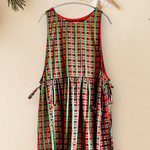 クリスマスカラー🎄チェック柄エプロン　遠州織物　大人かわいい　