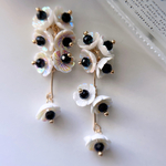 2pcs)3496)フラワータッセル)White aurora×Black)#1y