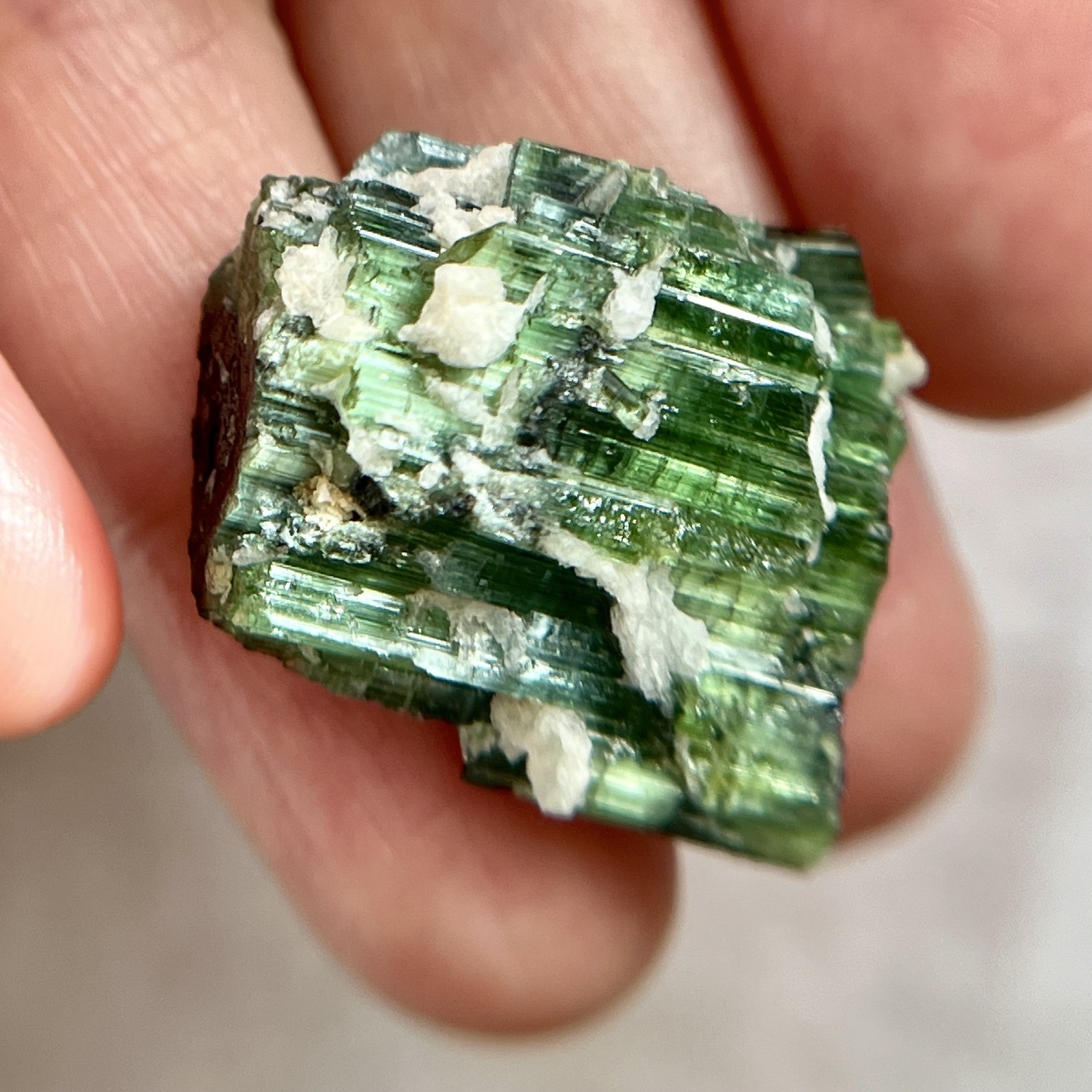 宝石質 バイカラー グリーン トルマリン 原石 53.55ct パキスタン バイ