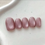 大人ピンク ネイルチップ マグネットネイル シンプルワンカラー ベリーショート/ショートオーバル うるうるキラキラ