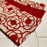 【半幅帯】ハンドメイド　カメリア柄　レッド　リバーシブル　長尺　No.7