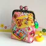 レトロ動物*駄菓子パッケージ縦長がま口ポーチB