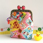 駄菓子パッケージ*レトロ動物*縦長がま口ポーチP
