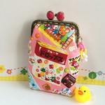 レトロ動物*駄菓子パッケージ縦長がま口ポーチL