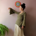 asana カシュクール風 フレアースリーブトップ●草木染め暖色系