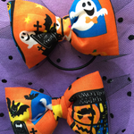 ハロウィンのぷっくりリボンゴム（オレンジ）