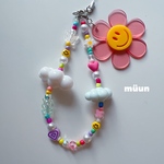 🌼雲smile カラフルストラップ　スマイルビーズ　ストラップ　ビーズアクセサリー　iPhoneケース アクセサリー　プラビーズ　プラチェーン  プラパーツ　