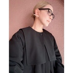 2way❣️自由に外せる付け襟❤️スッキリ着られる❣️あったか中綿アウター❤️大人モード❤️BLACK❤️軽量