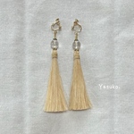 精麻とパワーストーンのイヤリング・ピアス⭐︎水晶（クォーツ）　　※イヤリング、ピアスはオプションからお選びください　ニッケルフリーを使っています。