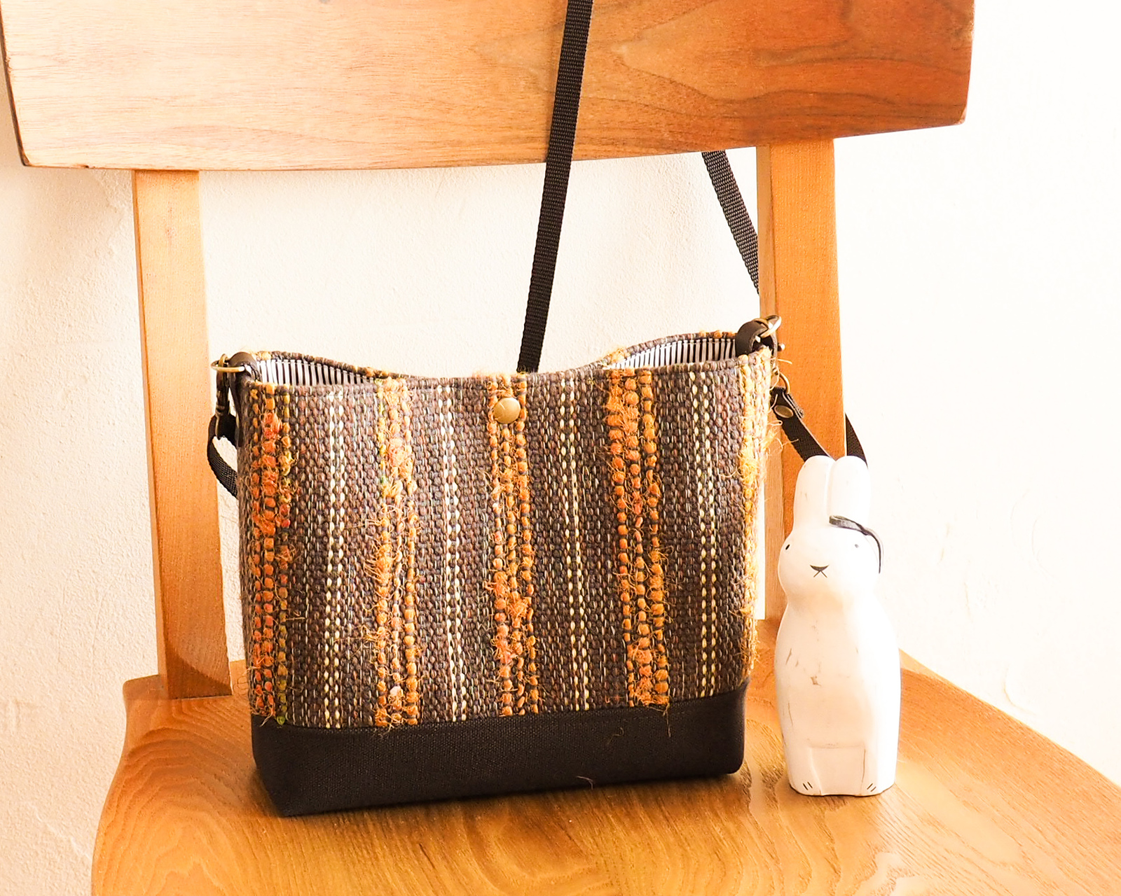 ハンドメイド ♡ 完成品 ツイードポシェット ショルダーバッグ ツイードバッグ マリアケント社ツイード生地チェーンストラップショルダーバッグ