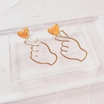 【再再販】オレンジハートのもみシュリピアス🧡限定１点