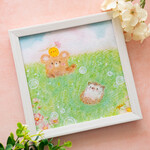 送料無料｜【複製画】「ぼく滑るの上手でしょ」　ハリネズミ　パステルアート　クマ　ひよこ　かわいい動物　イラスト