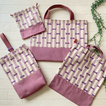 入園入学2025＊女の子用＊紫ストライプリボン柄×薄紫＊レッスンバッグ＊シューズ入れ＊体操服入れ＊歯ブラシコップ入れ＊ナップサックに変更も可能♪