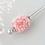 春桜の一本挿し 2way ネジ式一本軸簪 シルバー / とんぼ玉 つまみ細工 和装 玉かんざし 桜 春の簪 入学式 春