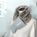 首元あたたか簡単【ティペットマフラー】★エコファー　アランキルト柄 《ライトグレー》★【受注生産】