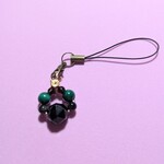 【再販】災いを未然に防ぐ✨モリオンとマラカイト 天然石 K14GF ワイヤーデザイン ストラップ 
