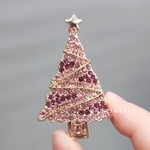 E クリスマスブローチ：小さなピンクツリー②　50×32mm
