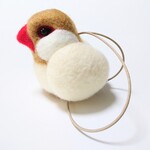 【11】b様ご予約〔ひも付7cmフェルト鳥〕クリーム文鳥 N-423★