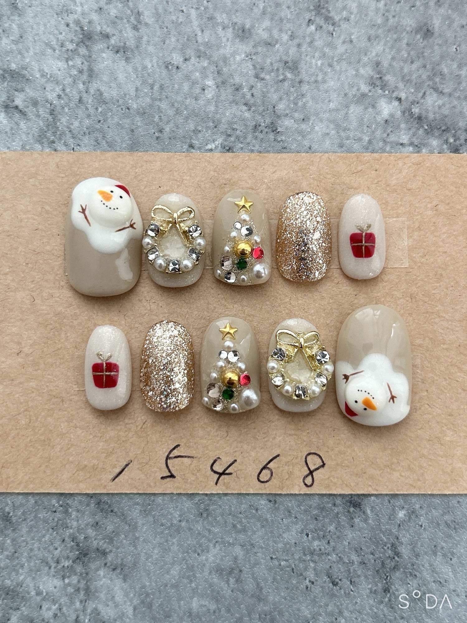 ネイルチップ3D雪だるまクリスマスツリープレゼント個性派965 - R nail 