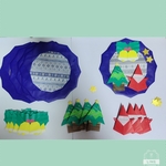 壁面飾り　折り紙　リース　キット　5組セット　クリスマス　保育