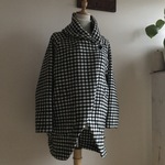 千鳥格子ツイードウールで作ったショールカラーコート