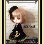 【送料無料】黒×ゴールドのエレガント・コート＆トーク帽Set.■AmuPuchi■1/6ドールのoutfit