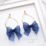 らせんhoop×りぼん♡オーガンジーリボンピアス