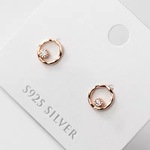 優しい輝き　ピンクゴールド　シンプルピアス　金属アレルギー対応　シルバー925 温かみ　スタッドピアス　サークルタイプ