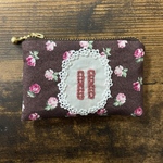 麻雀刺繍小銭入れ(ブラウンプチローズ／4索子)