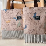 【再販ラスト1セット】レッスンバッグと上履き入れセット　- ̗̀ 線描きダイナソー  ̖́-