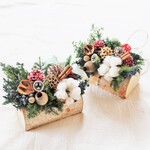 クリスマス&お正月に飾れる☆2way切り株アレンジ