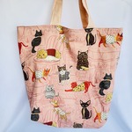 リバーシブルトートバッグ、猫好き、大トートバッグ、猫が可愛い、プチギフト(受注制作)