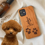 うちの子スマホケース　うちの子グッズ　お名前　名入れ　肉球　iPhoneケース　犬　猫　シンプル　木製　ギフト　ペット　プレゼント　母の日　
