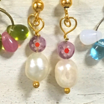 淡水パールとゴールドカラーのハートイヤリングorピアス①