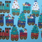 クリスマス列車（１）（3色から選択）〈クリスマスの壁面〉　画用紙　壁面飾り　保育園・幼稚園・学校・図書館その他