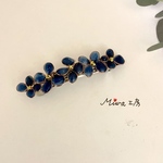 ネイビーのお花のバレッタ　No.273