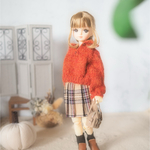 ベージュチェック　プリーツミニスカート