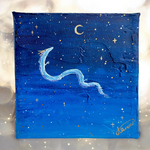 「月夜の龍」　龍　夜空　キラキラ　アート　絵画　原画　10cmキャンバス