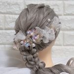 3連 メタルフラワー ゴールド ヘアアクセサリー