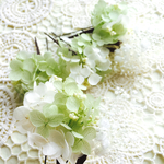 【mint様 オーダー品】本物のお花の髪飾り グリーンホワイト紫陽花１本