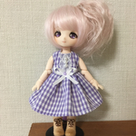 オビツ11サイズ　ボックスプリーツワンピース/むらさき