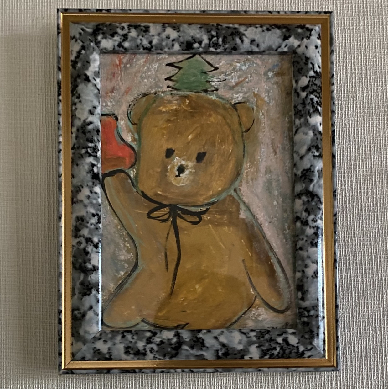 絵画。原画【クリスマスを迎えて可愛い熊ちゃん】 13,000円