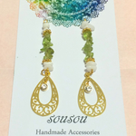 ペリドットとホワイトジェイドのピアス♡イヤリング  送料無料
