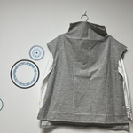 大人の日常服　フレンチスリーブベスト　起毛ストレッチコーデュロイ　杢グレー